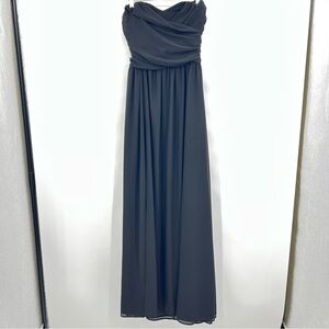 Lulu's Long Chiffon Dress Black Sweetheart Strapless Wedding Bridesmaid Medium